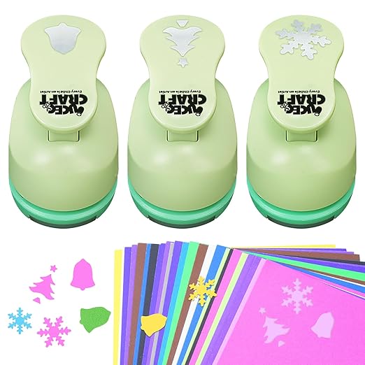 UCEC Hole Punch 1 Inch Craft Christmas Snowflakes Bells Shapes 30 Pieces Hole by UCEC