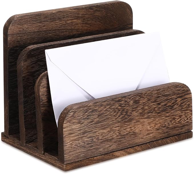 Briwooody Wooden Mail Organizer 3 Slots Mail Holder by Briwooody