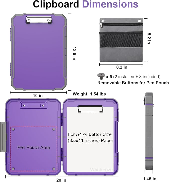 Thicker Clipboard with Storage, Internal Pen Pouch Included, A4 / Letter Size - Image 2