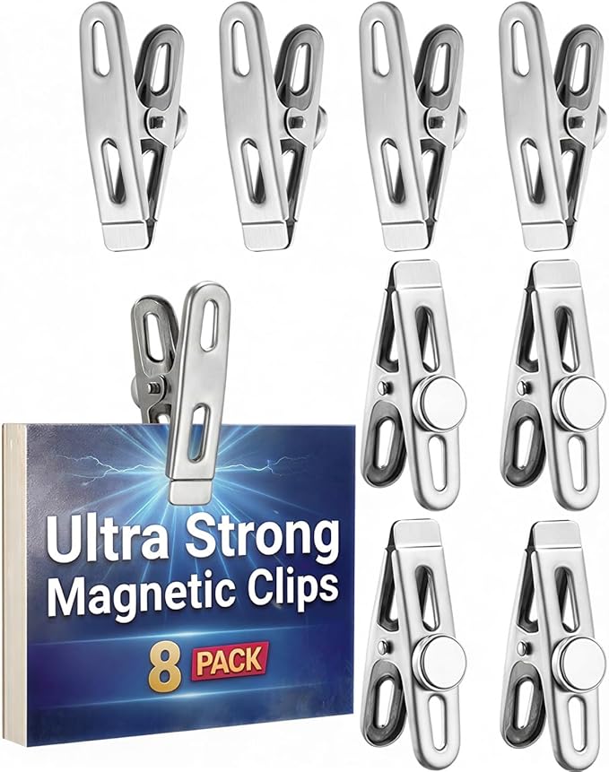 Magnetic Chip Bag Clips for Fridge, 8 Pack Heavy Duty Fridge Magnet by LEYOSOV