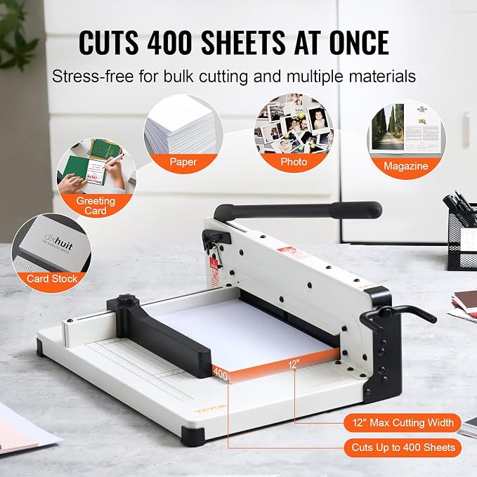 VEVOR Heavy Duty Paper Cutter, 400 Sheet Capacity, Solid Steel Construction - Image 3