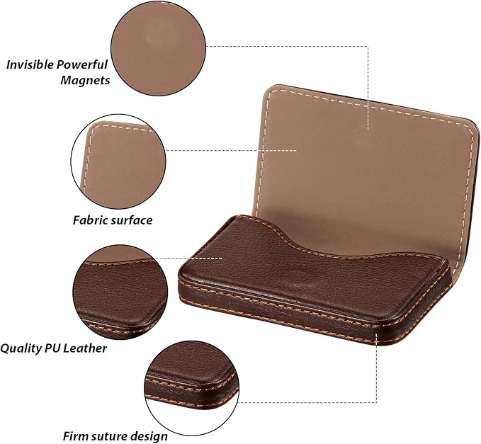 Outus 2 Pcs Business Card Holder, PU Leather Business Card Case Pocket Wallet - Image 4