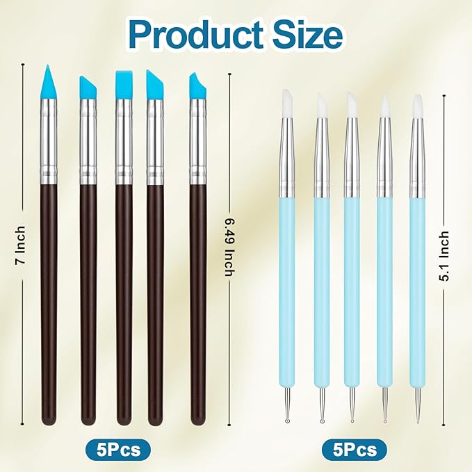 Amrules 10Pcs Clay Sculpting Tools, Practical Dual-End Rubber Pens and Dotting - Image 2