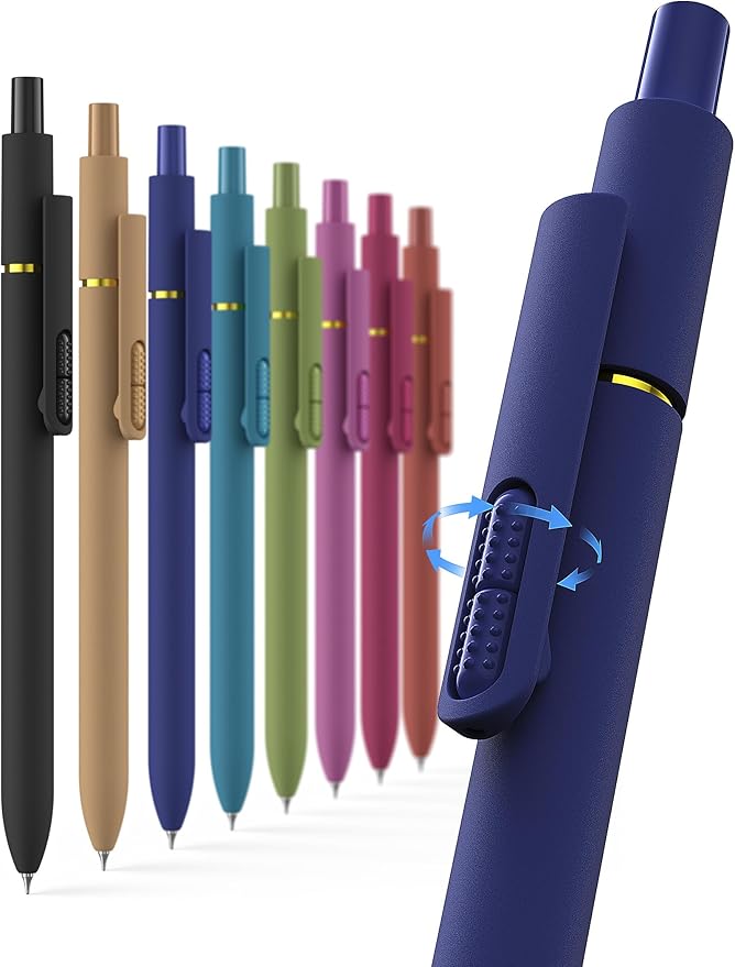 Hiacry 8 Pcs Gel Pens, Quick-Dry Long Lasting Black Ink-0.7 MM Fine Point | by HIACRY