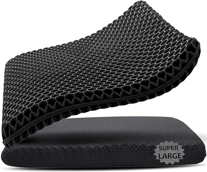 Gel Seat Cushion, 19x19inch Super Large Gel Cushion Pressure Pain Relief Seat Cushion for Long Sitting, Soft Breathable Gel Chair Pads for Home Office Wheelchair Car Seat (Black)-DeskLoop Office
