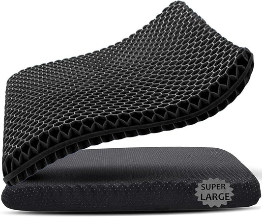 Gel Seat Cushion, 19x19inch Super Large Gel Cushion Pressure Pain Relief Seat Cushion for Long Sitting, Soft Breathable Gel Chair Pads for Home Office Wheelchair Car Seat (Black)-DeskLoop Office