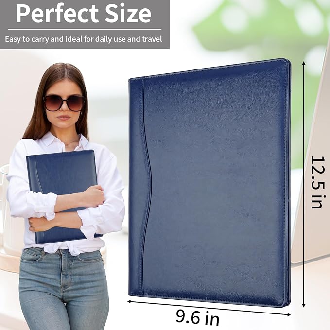 MOWPOG Professional Padfolio Portfolio Binder, Faux Leather Interview Resume - Image 4