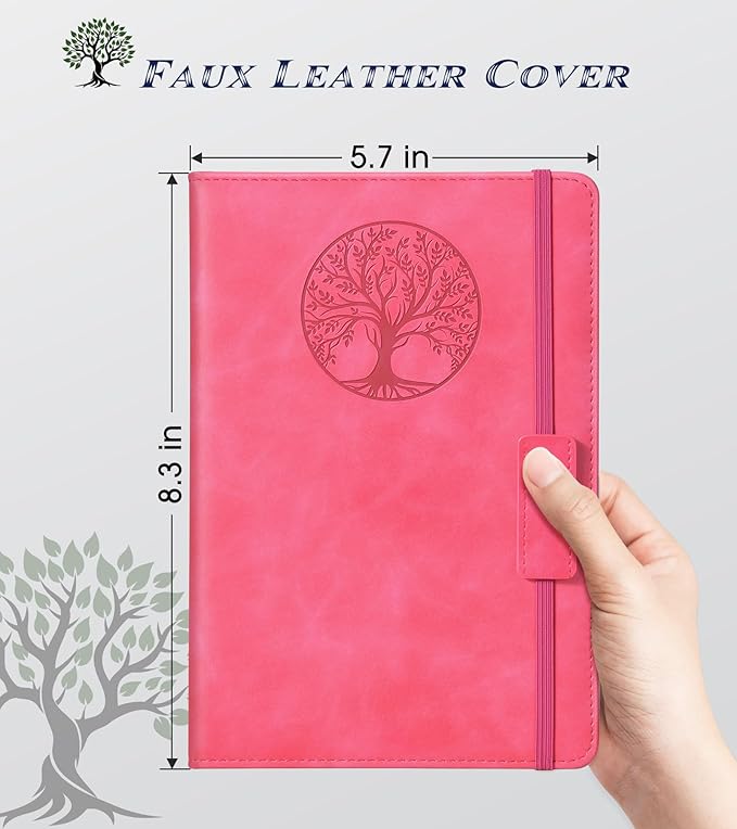 Lined Journal Notebook for Women Men,256 Pages A5 Hardcover Leather Journals for Writing,Travel,Business,Work & School,College Ruled Notebooks for Note Taking,Diary Notepad 5.7"×8.3"(pink)-DeskLoop Office