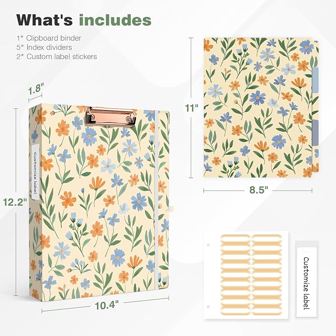 Ospelelf Binder 3 Ring 1 Inch, Round Ring Clipboard Binder - Image 3