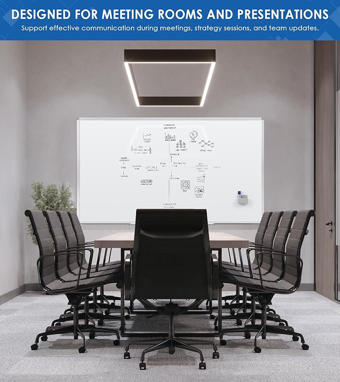 SWANCROWN Large Magnetic White Board, Dry Erase Board 72 x 40 Inches with Thick Aluminum Frame, Large Dry Erase Board for Wall Built-in Magnetic Pen Holder & Long Marker Tray for Conference Room-DeskLoop Office