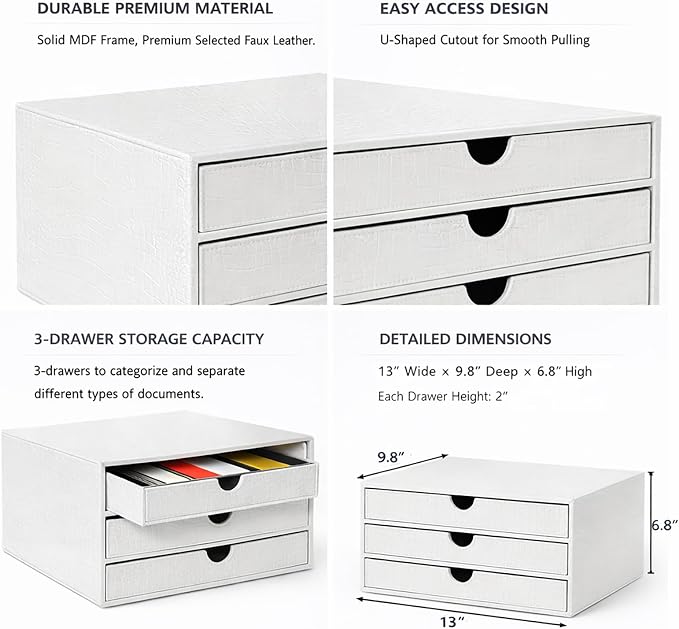 UnionBasic Document Organizer, 3-Drawer File Cabinet Document Storage Box - Image 4