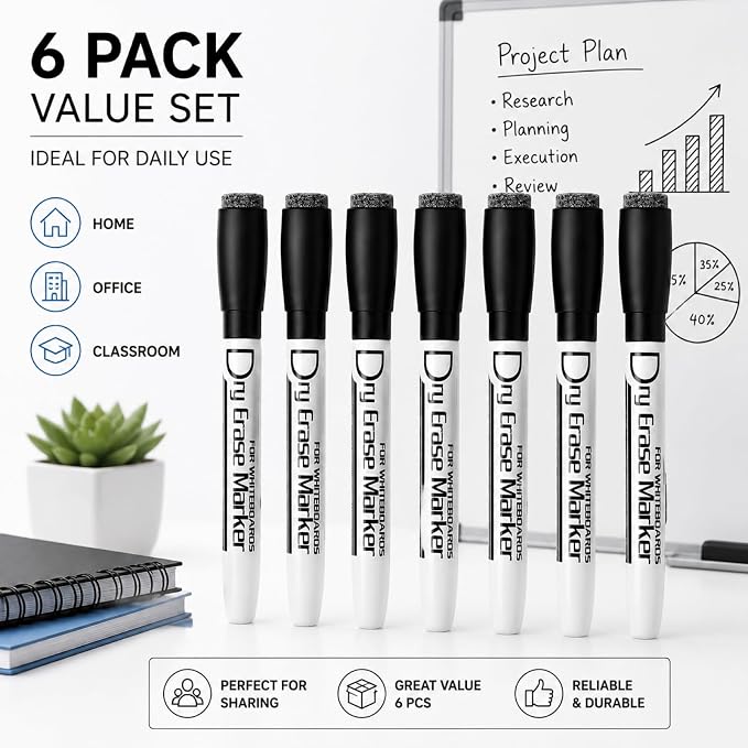 Volcanics Magnetic Black Dry Erase Markers - Image 5