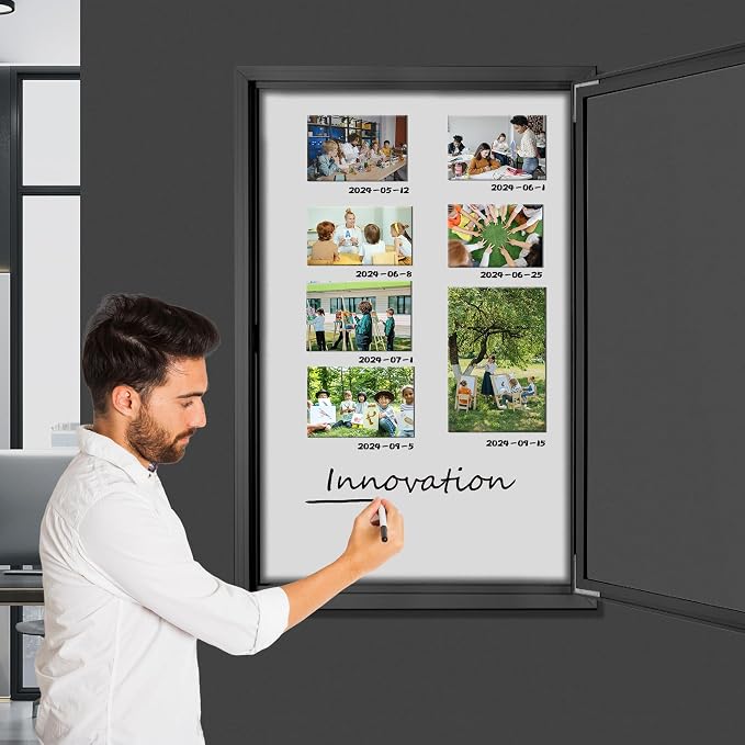 INNOVART Enclosed Bulletin Board 36”x24”, Lockable Dry Erase Noticeboard - Image 8