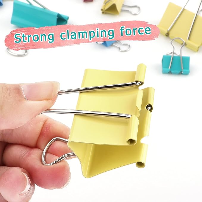 ZZTX 24 Pack Large Binder Clips 1.6 Inches Assorted Colors | Paper Clamps Clips - Image 4