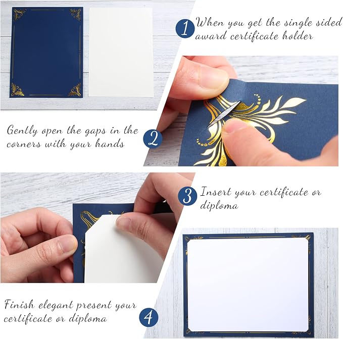 Fainne 100 Pcs Certificate Holder Foil Border Bulk 8.5 x 11 Inch Single Sided - Image 3