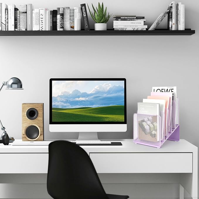 LEKETREE Purple File Organizer for Desk, Desk Organizer - Image 5