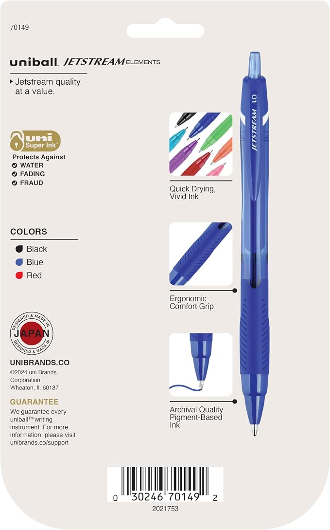 uniball Jetstream Elements Ballpoint Pens, Medium Point, 6 Pack - Image 3