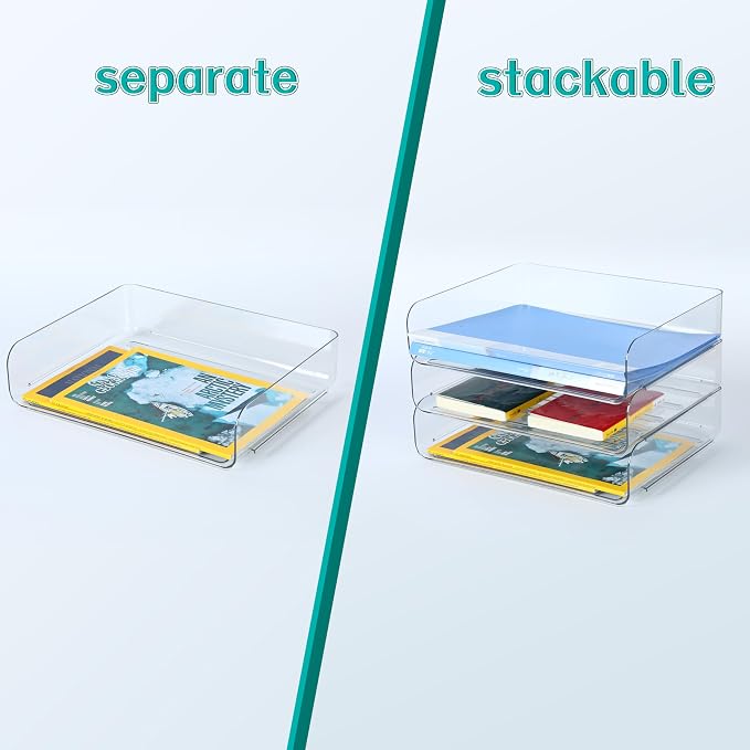 3 Tiers Stackable A4 Paper Trays, Office Desk File Holder, Tidy File Document - Image 2