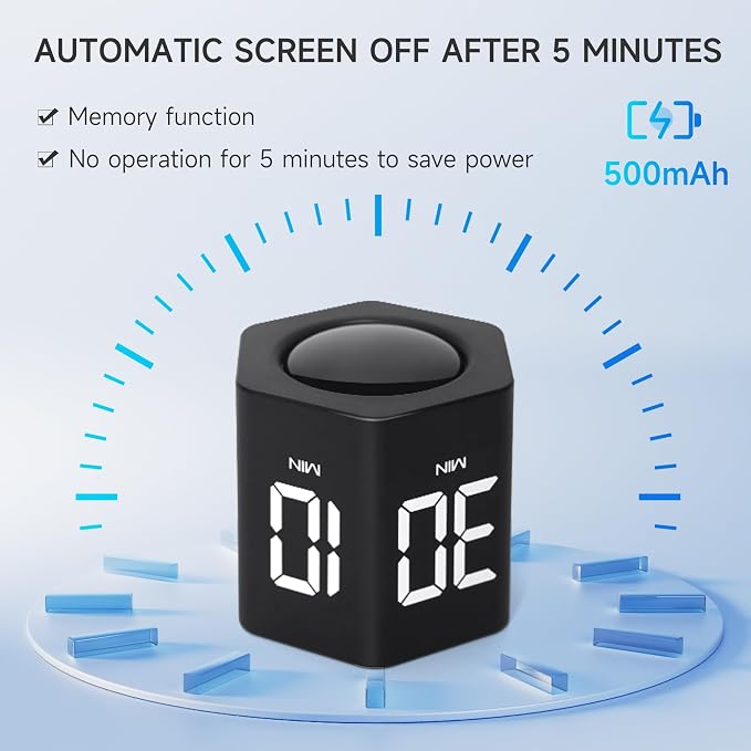 Exlliy Productivity Timer 1, 60 Minutes Preset, Desk Cube Timer - Image 5