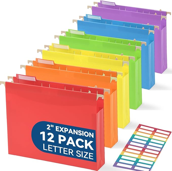 SortRax Plastic Extra Capacity Hanging File Folders, Heavy Duty by SortRax