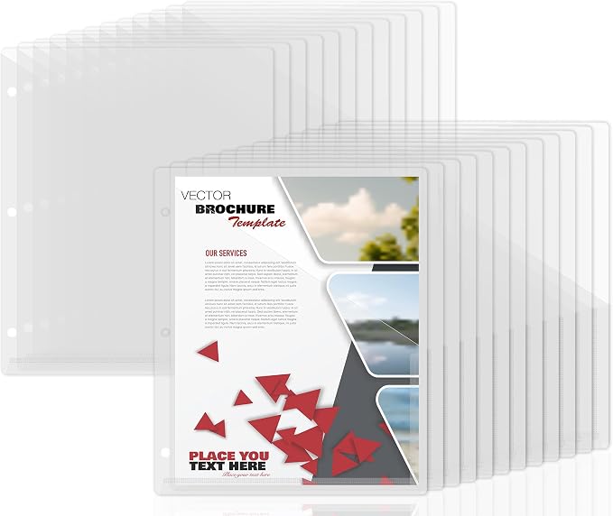gisgfim 48 Pack Binder Pockets for 3 Ring Clear Pocket Divider Folders for 3 by gisgfim