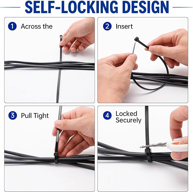 Zip Ties 12 inch, 1000 Pack Heavy Duty Black Zip Ties - Image 4