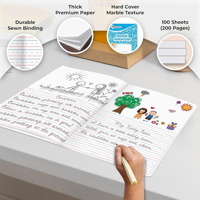 Rosmonde 1000 Pack Bulk Composition Notebook, Primary Ruled Sheets - Image 2