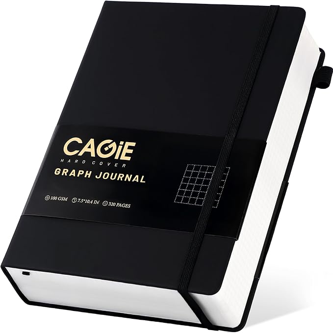 CAGIE Graph Notebook 320 Pages 100 GSM Paper Graphing Grid Journal B5 Hardcover by CAGIE