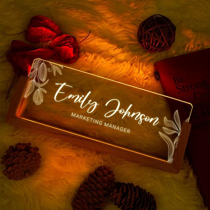 Custom Name Plate for Desk, Personalized Light Up Acrylic Desk Name Plate - Image 2