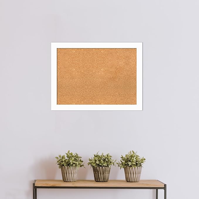 Amanti Art Natural Cork Board for Wall, 23x31 Vision Board with White Frame, Medium Corkboard Office Decor for Home Organization, Casual Corkboard Pinboard to Display Items for Home Organization in-DeskLoop Office