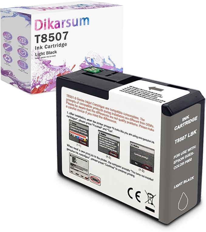 T850 Ink Cartridge Remanufactured T8507 T850700 Ink Cartridge Replacement for Surecolor P800 Printer(Light Black)-DeskLoop Office