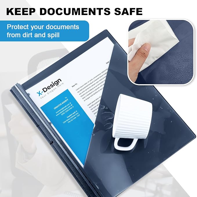 Teling Clear Report Cover with 3 Prongs, Plastic Report Presentation Folders 90 - Image 4