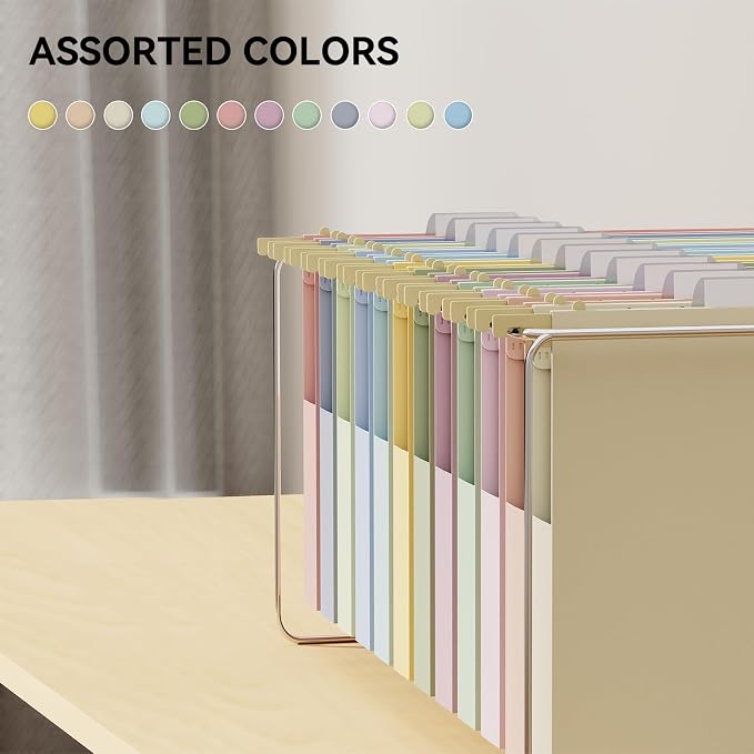 Ansook Plastic Hanging File Folders, 12 Pack Letter Size Hanging Folders - Image 4