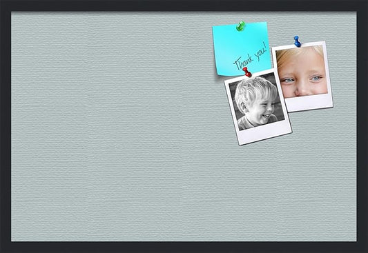 PinPix 30x20 Inch Cork Bulletin Board. This Decorative Framed Pin Board Comes with Soft Blue Design and a Satin Black Frame. Ideal for Home Office Decor or Message Board (PinPix-1814)-DeskLoop Office