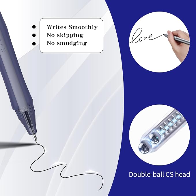 Gel Pen Refills 0.5 for Click pens, Quick Drying Ink Pen Refills Black Smooth - Image 5