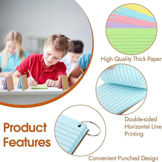 350 Pcs Index Cards With Ring, 3x5 Inches Flash Cards With Rings，Colored Heavy - Image 3