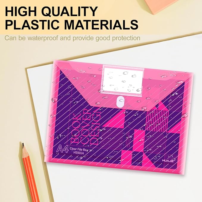 100 Pack, Plastic Envelopes File Folders, HeavyDuty Document Folder - Image 7