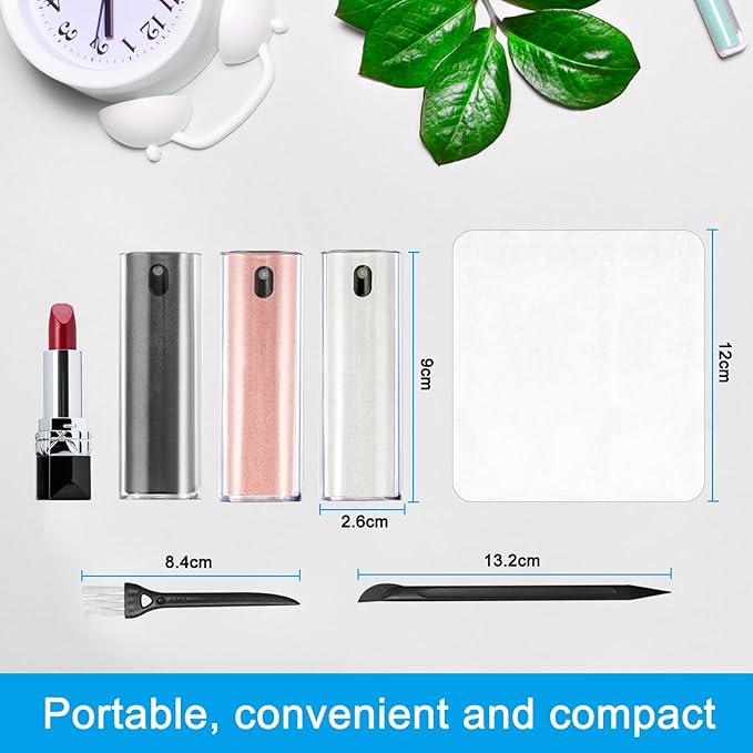 walrfid 3Pcs Car Screen Cleaner, Computer Screen Cleaner Spray and Wipe, Laptop Cleaner Kit for Cleaning iPad, iPhone, Cellphone, MacBook, Car Display, Electronic Device Screen, Grey Pink Cream-DeskLoop Office