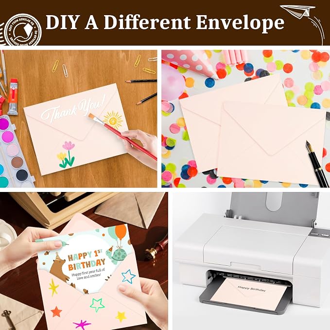 200 Pack A7 Envelopes, Blush Pink Greeting Card Envelopes Self Seal, 5.24 x - Image 6