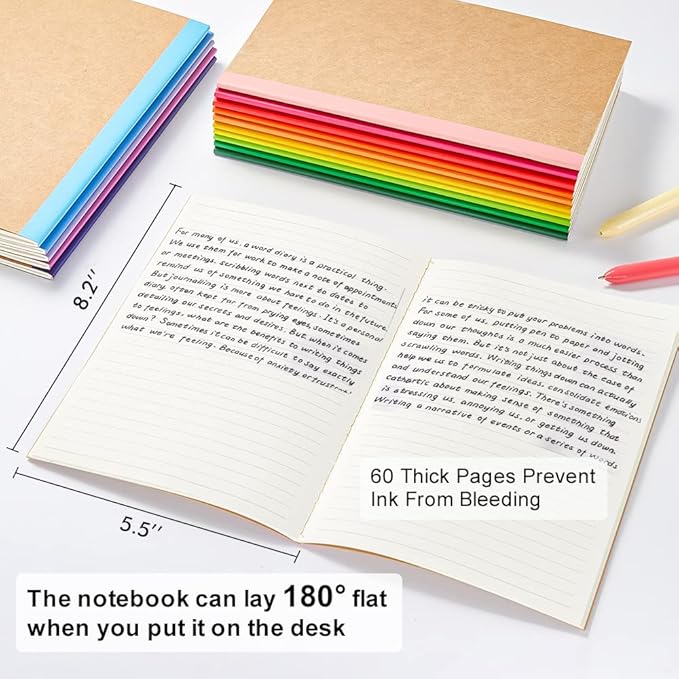 feela 16 Pack Composition Notebooks Bulk, Kraft Cover Lined Blank College Ruled - Image 2