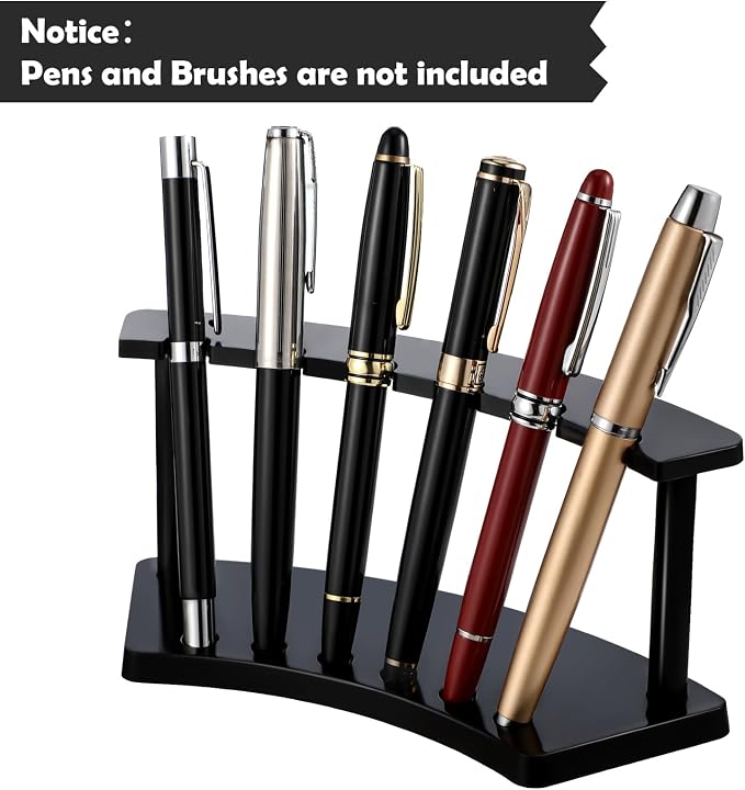 Tinlade 2 Pieces Plastic Pen Holder Stand Display Rack 6-Slot Pen Makeup Brush - Image 4