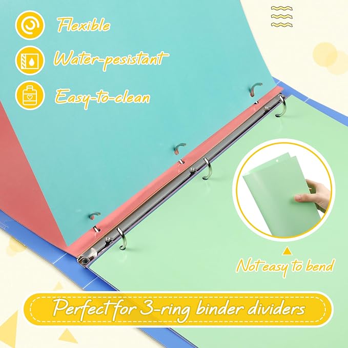 Honoson 12 Sets 8 Tab Dividers for 3 Ring Binders Plastic File 8.5 x 11 Inch - Image 3