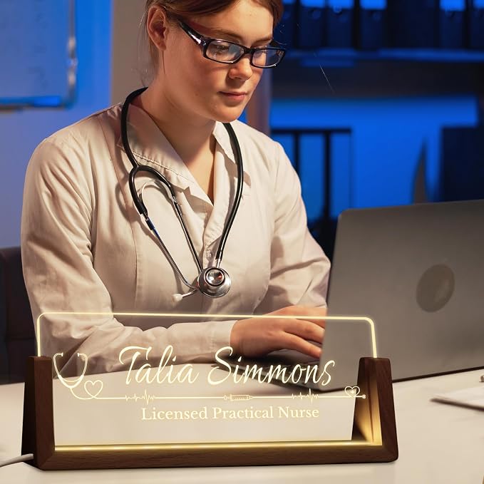 Desk Name Plate Personalized, Light Up Name Plate - Image 8