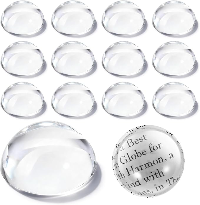 12 Pcs Crystal Dome Magnifying Paperweight, 6X Dome/Paperweight Magnifier Clear by Unknown