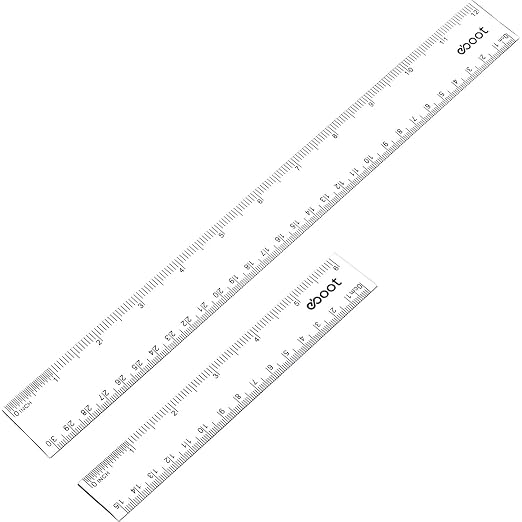 EBOOT 2 Pack Plastic Ruler Straight Ruler Plastic Measuring Tool by eBoot