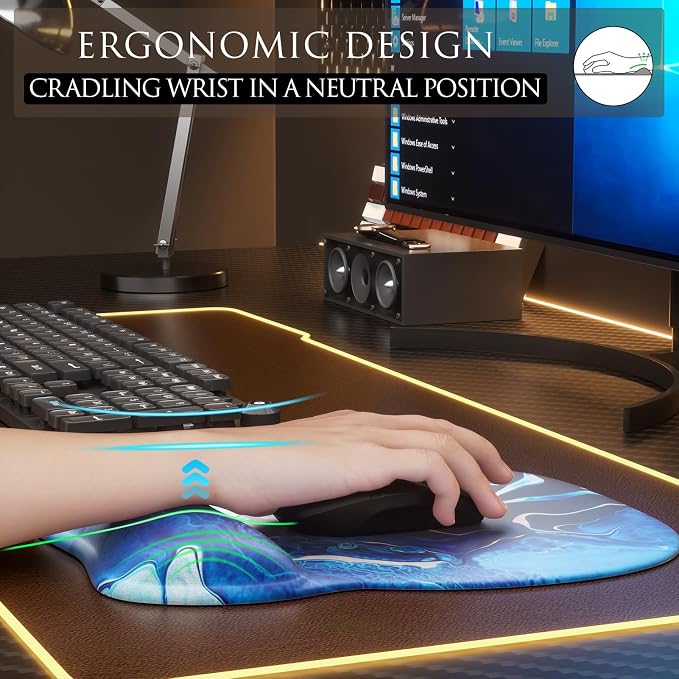 MROCO Ergonomic Mouse Pad with Gel Wrist Rest, 9.4 x 8.1 in, Gel Wrist Comfort - Image 5