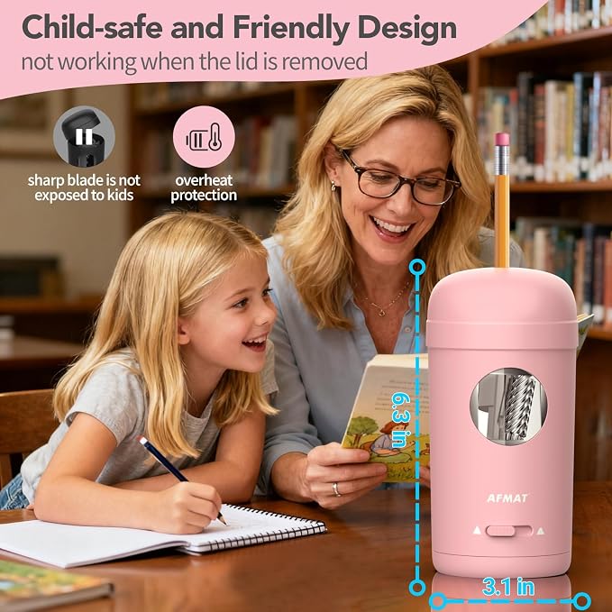 AFMAT Electric Pencil Sharpener, Fully Automatic Pencil Sharpener - Image 6