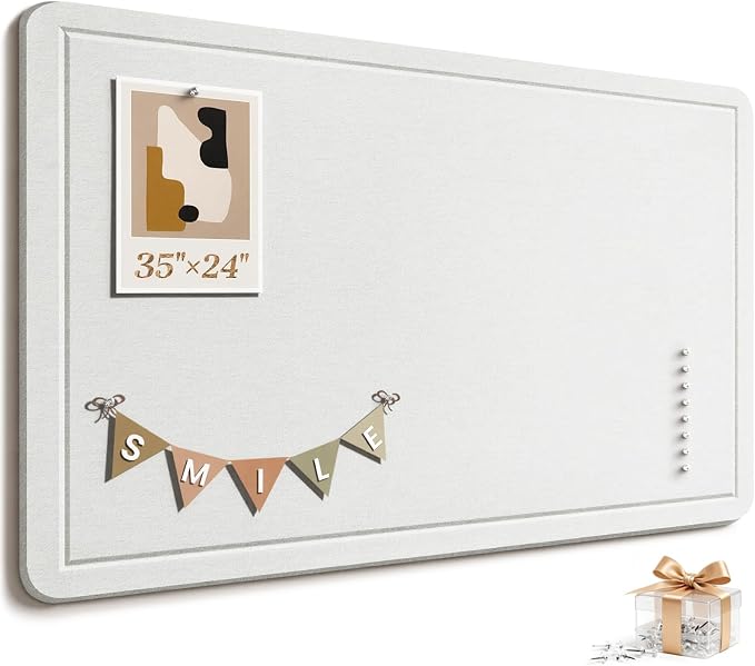 Large Bulletin Board, 35 X 24 Inches Felt Cork Board by Subeauty
