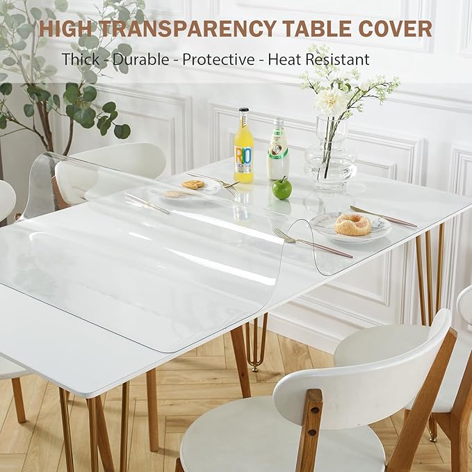 LovePads Clear Table Cover Protector 48 x 80 Inch, 1.5mm Thick Plastic Table - Image 2