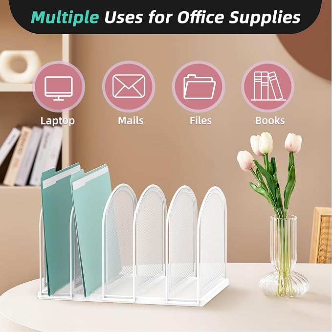 SUPEASY File Organizer 5-Section Mesh Desk Organizer, Upright File Organizer - Image 6